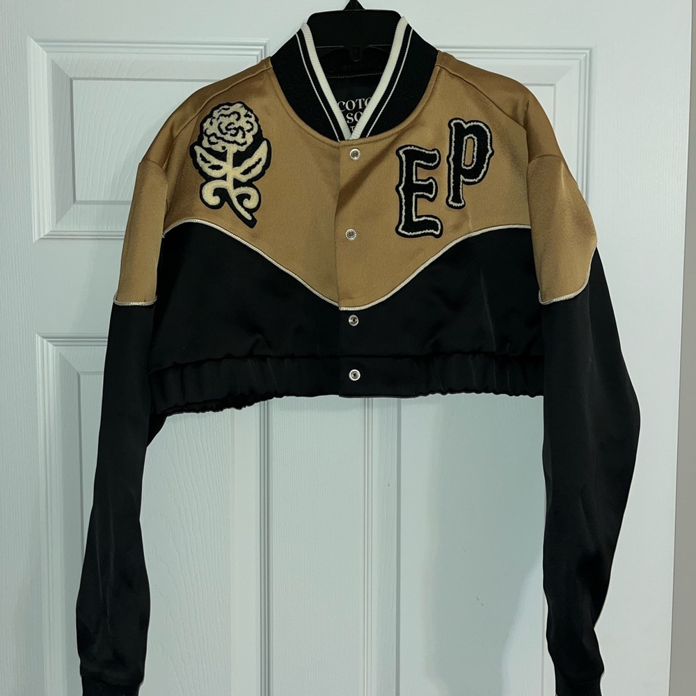 Scotch & Soda Black and Tan Varsity Jacket